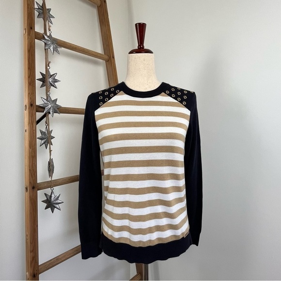 Michael Kors Sweater. Tan, White, Navy. Size S - Picture 1 of 6
